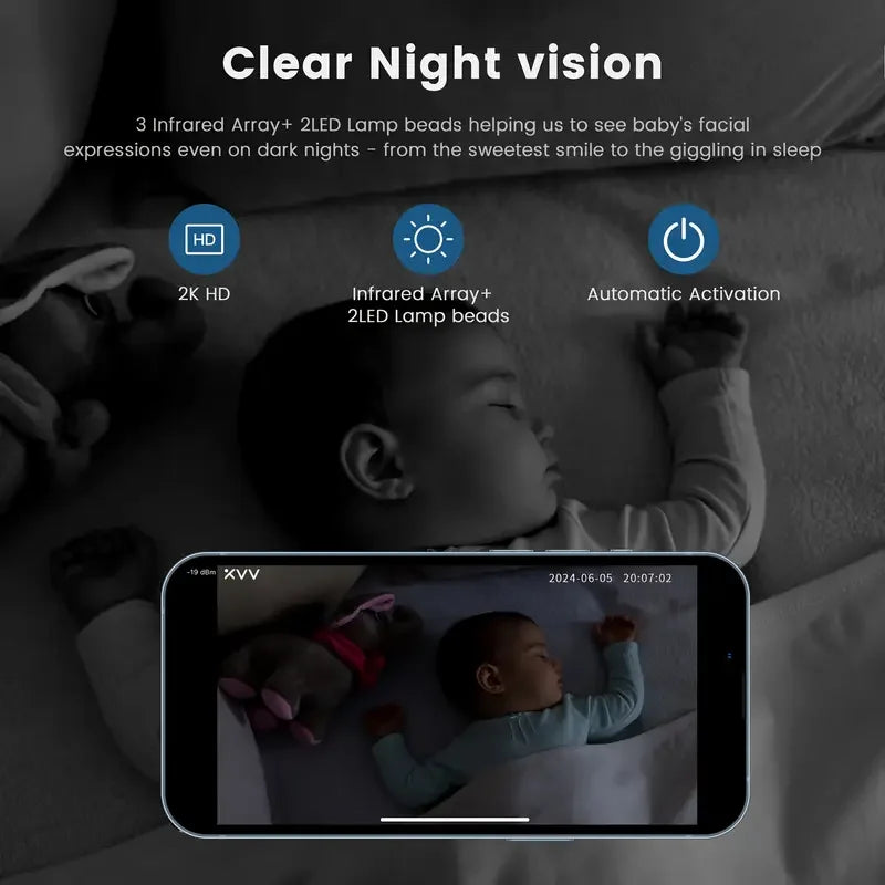 4MP WiFi Baby Monitor with Crying Detection & Night Vision