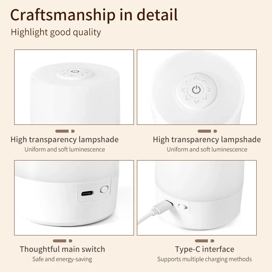 LED Touch Night Lamp – Dimmable & Remote Control Light