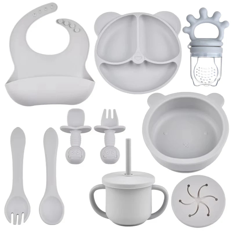 BPA-Free Silicone Baby Feeding Set with Plates & Cups