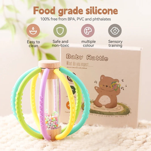 Baby Rattle Toy with Teether for Sensory & Gum Relief