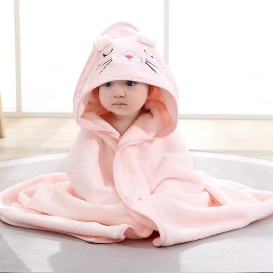Toddler Bathrobe – Soft Coral Fleece Baby Towel