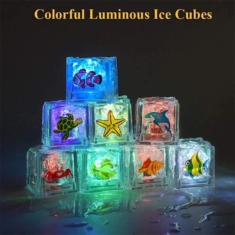 Kids Bath Toy Glowing Ice Cubes 6/12PCS Fun Water Play