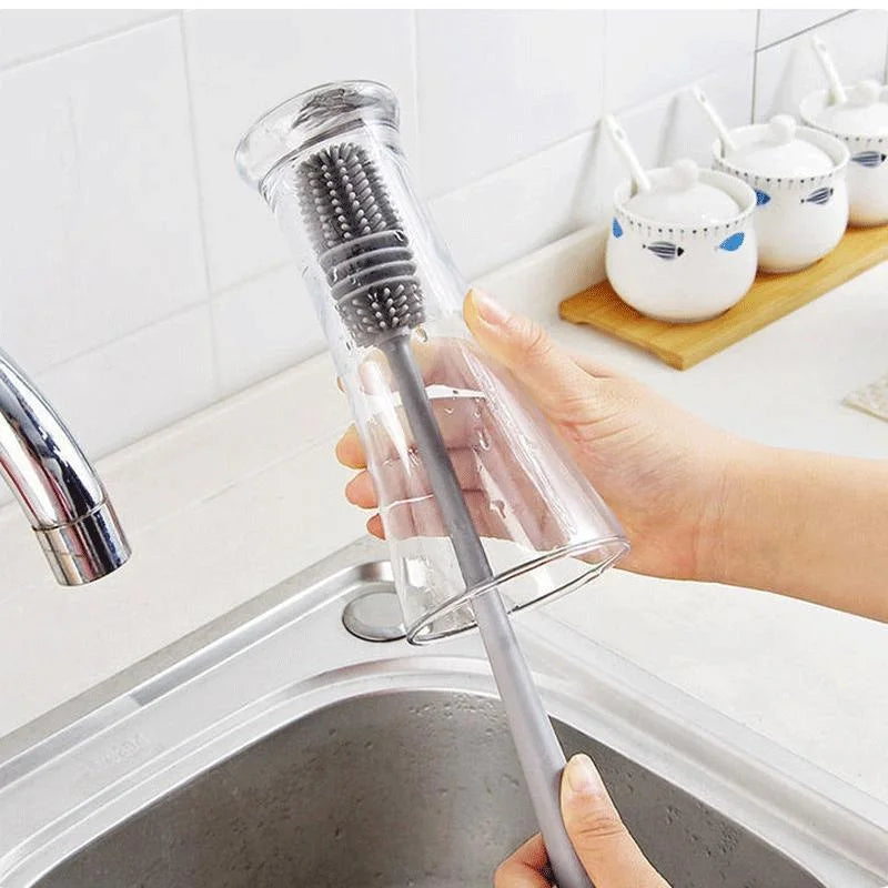 Silicone Bottle Brush for Deep Cleaning – Long Handle, No Scratches