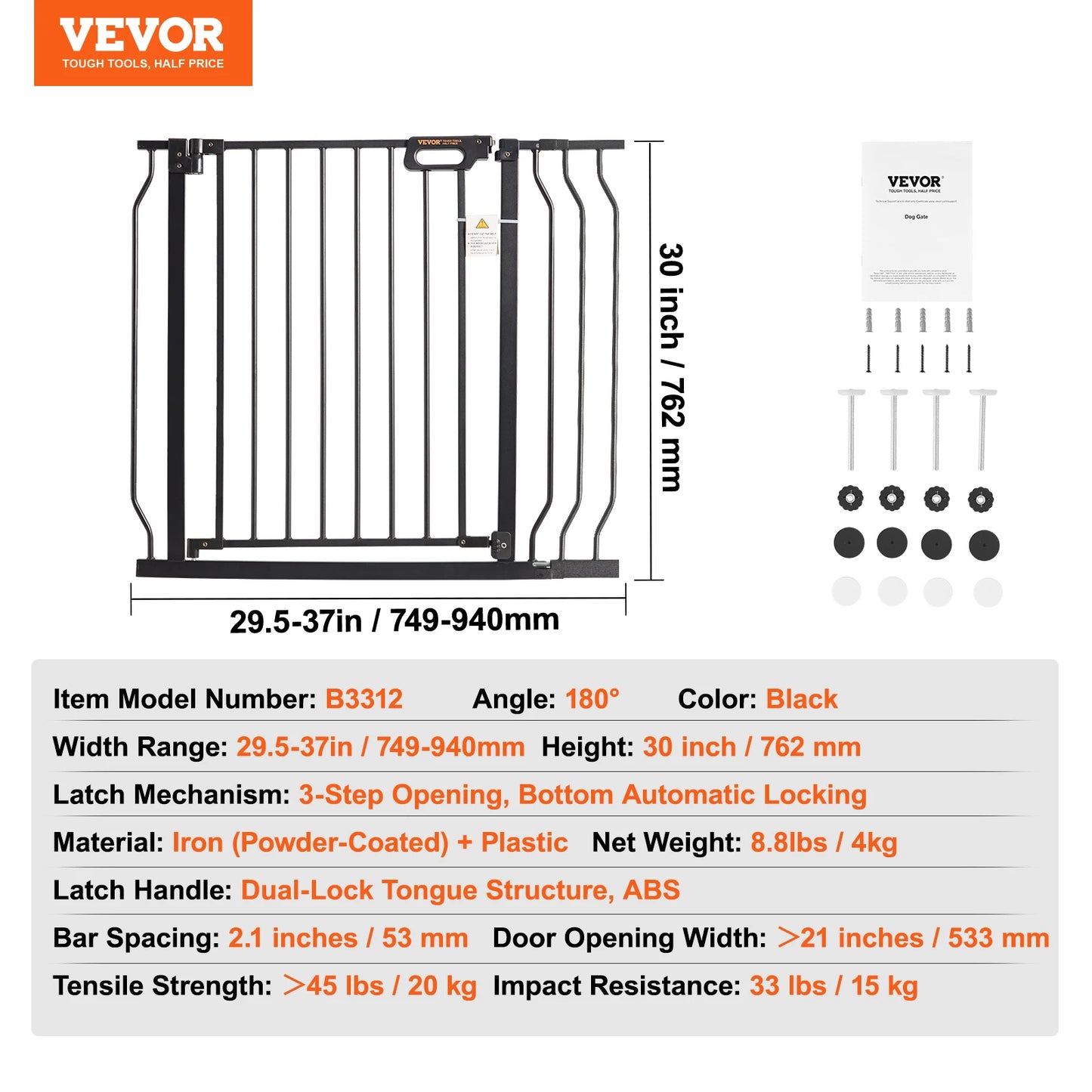 Baby Gate for Stairs & Doorways with Auto-Close Safety
