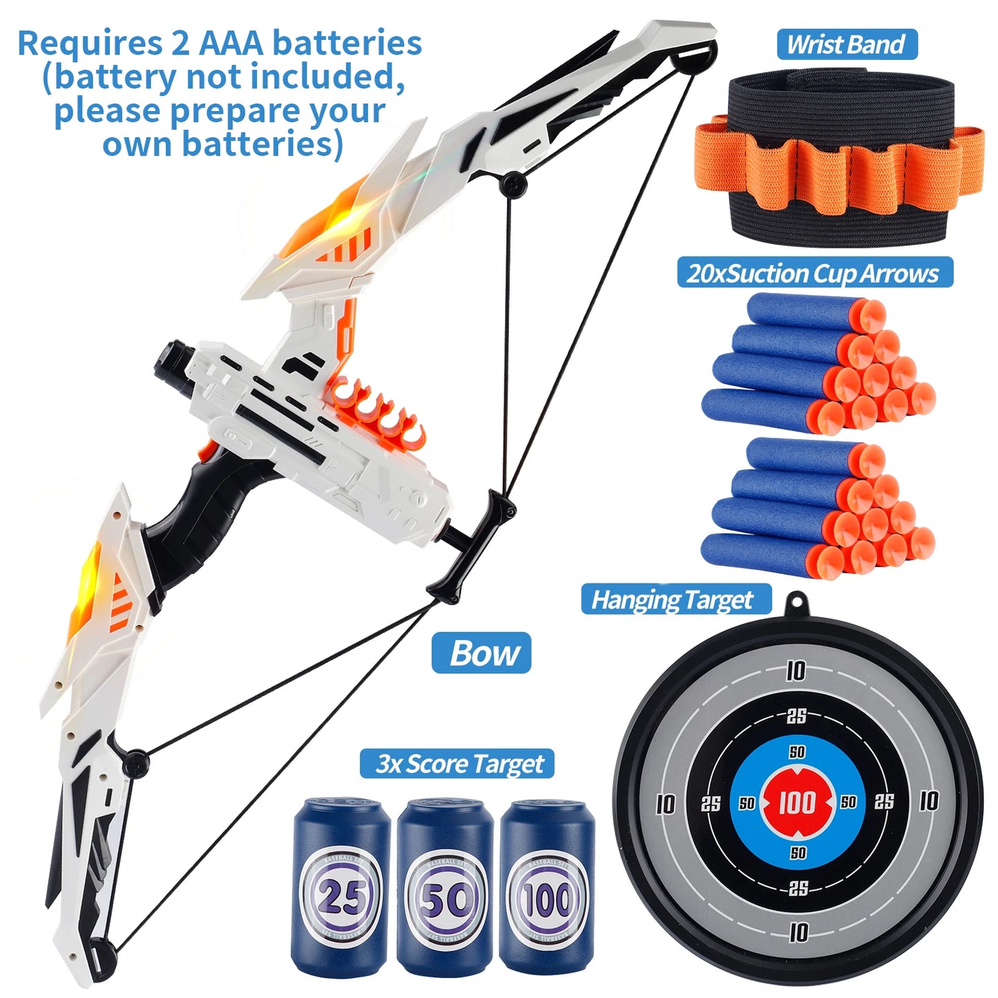 Kids Soft Dart Archery Set with LED Lights for Safe Play
