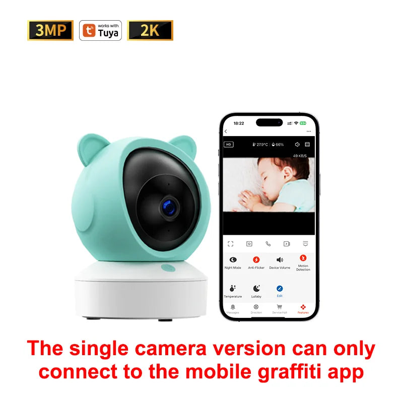 5" Tuya Baby Monitor HD WiFi with Two-Way Audio
