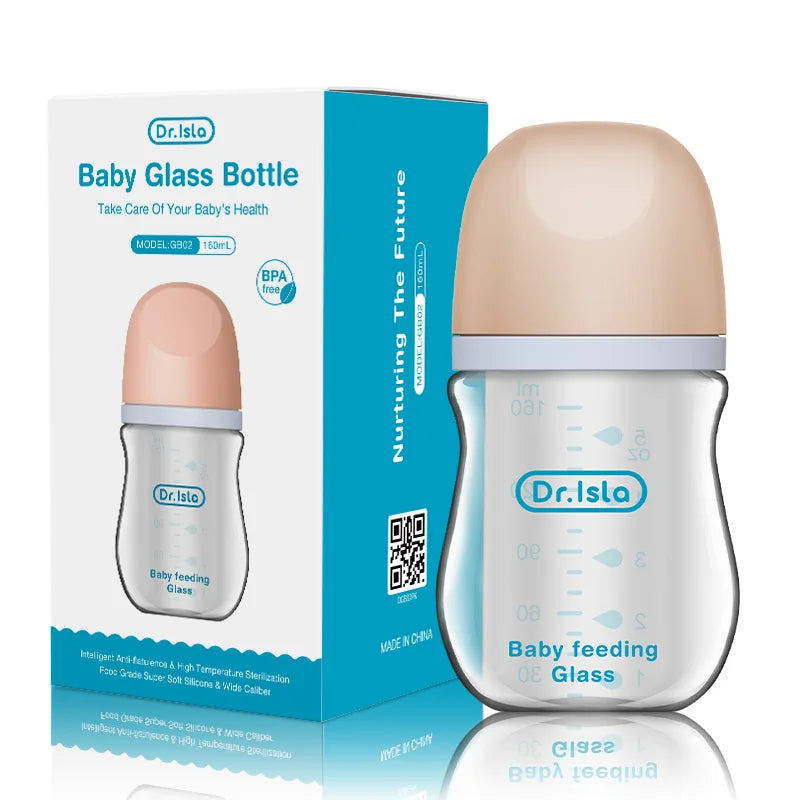 Glass Baby Bottle Anti-Choke Design for Safe Newborn Feeding