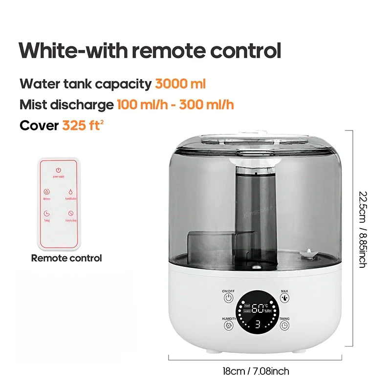 3L Ultrasonic Air Humidifier – Silent Large Capacity Aroma Diffuser