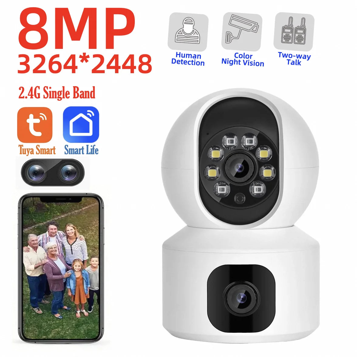 Tuya 8MP WiFi IP Camera with Auto-Tracking & Night Vision