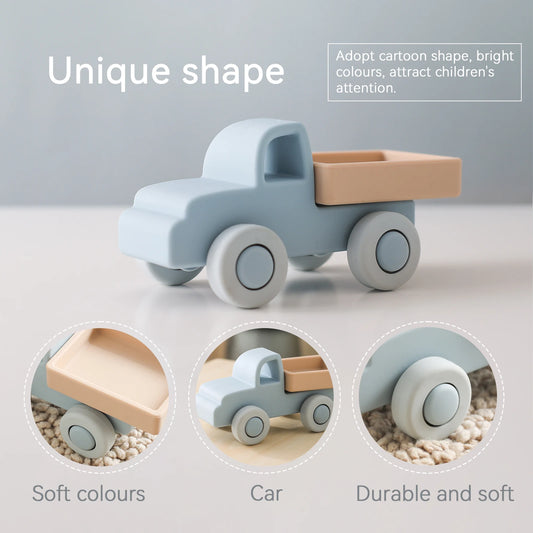 Montessori Silicone Baby Car Toys – Safe Teether & Learning Fun