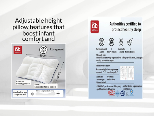 Adjustable height pillow features that boost infant comfort and posture