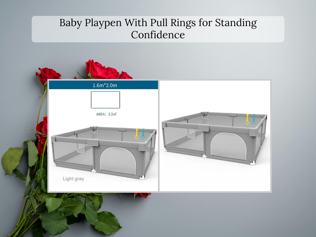 Baby Playpen With Pull Rings for Standing Confidence