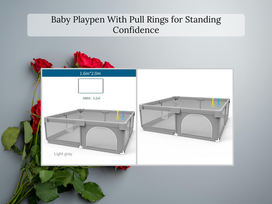 Baby Playpen With Pull Rings for Standing Confidence
