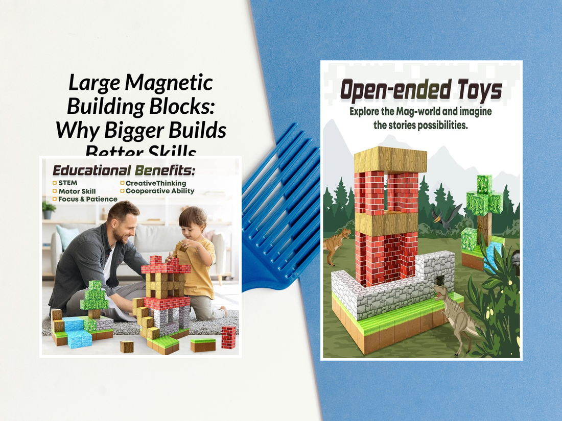 Large Magnetic Building Blocks: Why Bigger Builds Better Skills
