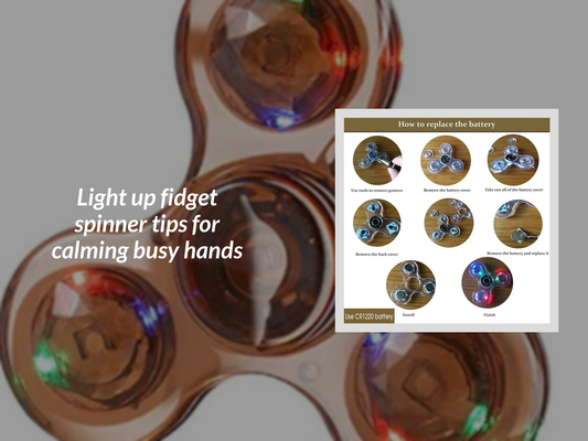 Light up fidget spinner tips for calming busy hands