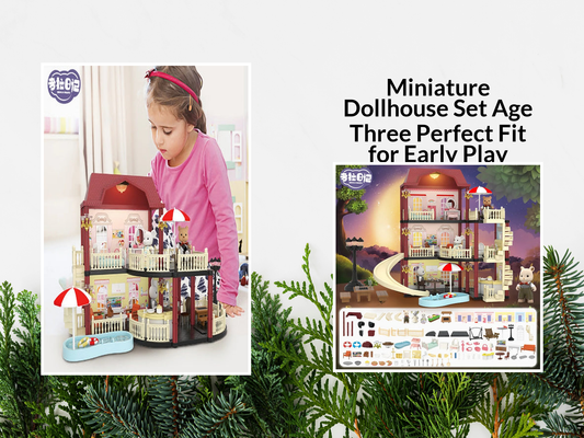 Miniature Dollhouse Set Age Three Perfect Fit for Early Play