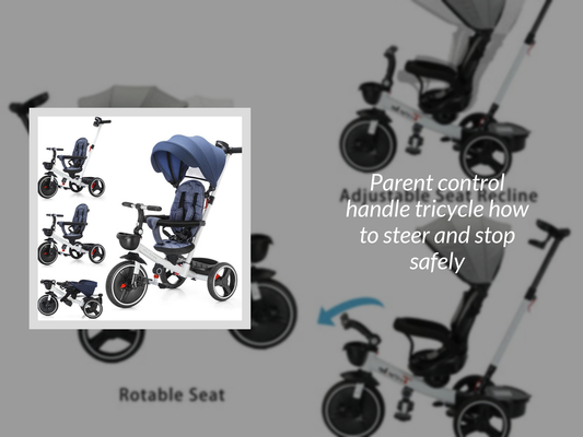Parent control handle tricycle how to steer and stop safely