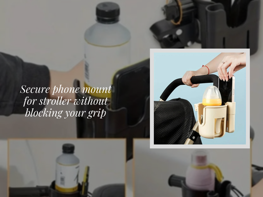 Secure phone mount for stroller without blocking your grip