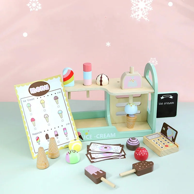 Ice Cream Counter Playset for Kids – Montessori Role Play Fun
