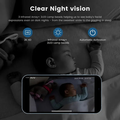 4MP WiFi Baby Monitor with Crying Detection & Night Vision