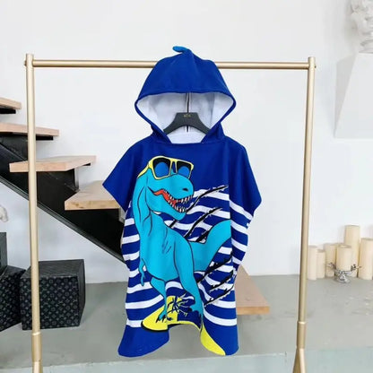 Kids Hooded Poncho Towel – Quick-Dry Cartoon Beach Robe