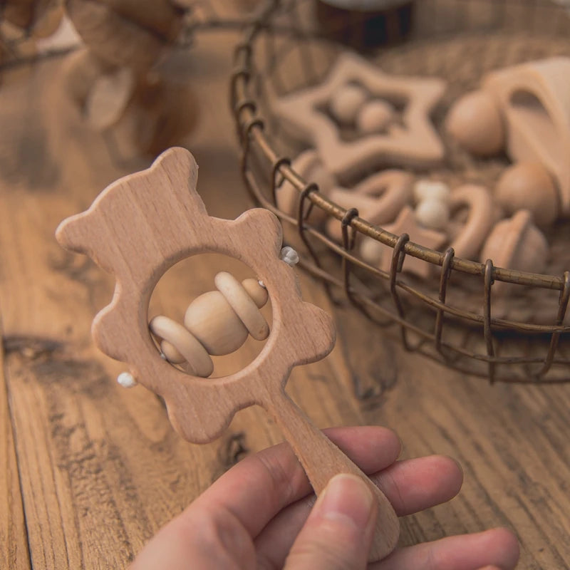 Wooden Baby Rattles – Musical Montessori Teether Toy
