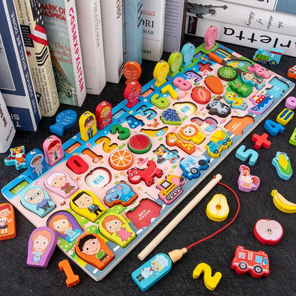 Montessori Wooden Math Fishing Toy for Early Learning Fun