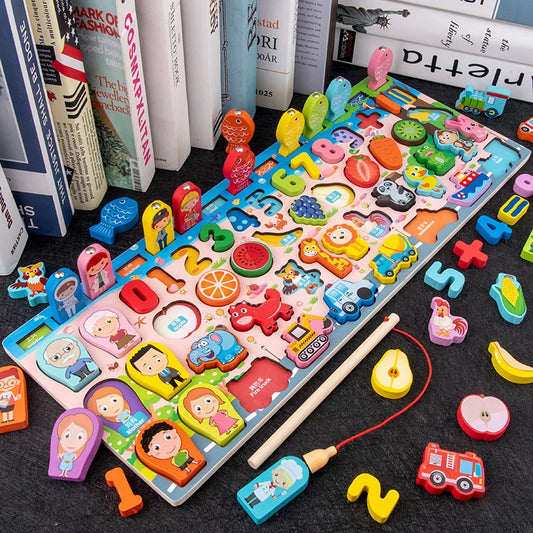 Montessori Wooden Math Fishing Toy for Early Learning Fun