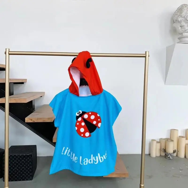 Kids Hooded Poncho Towel – Quick-Dry Cartoon Beach Robe