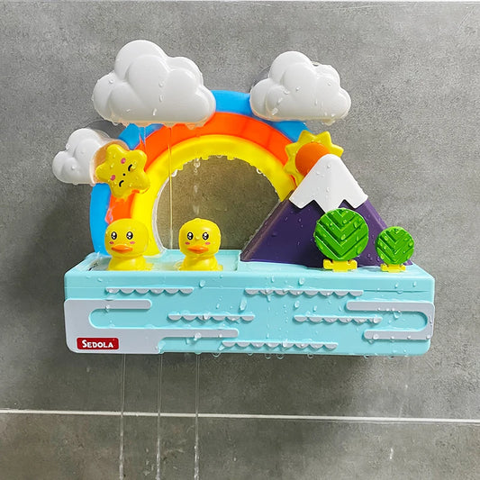 Baby Bath Toys Rainbow Duck Water Slide Fun Set