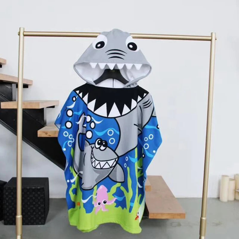 Kids Hooded Poncho Towel – Quick-Dry Cartoon Beach Robe