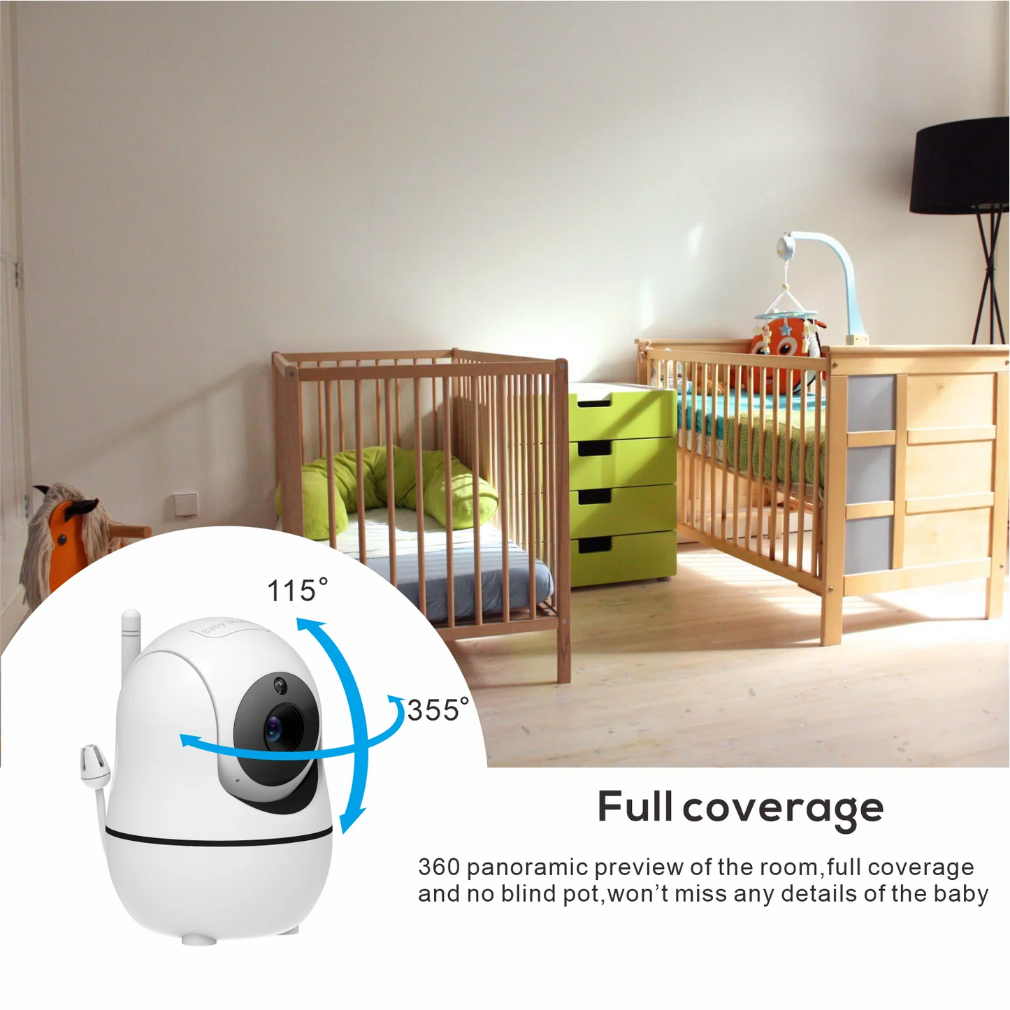 5 Inch Video Baby Monitor with 4X Zoom & Night Vision