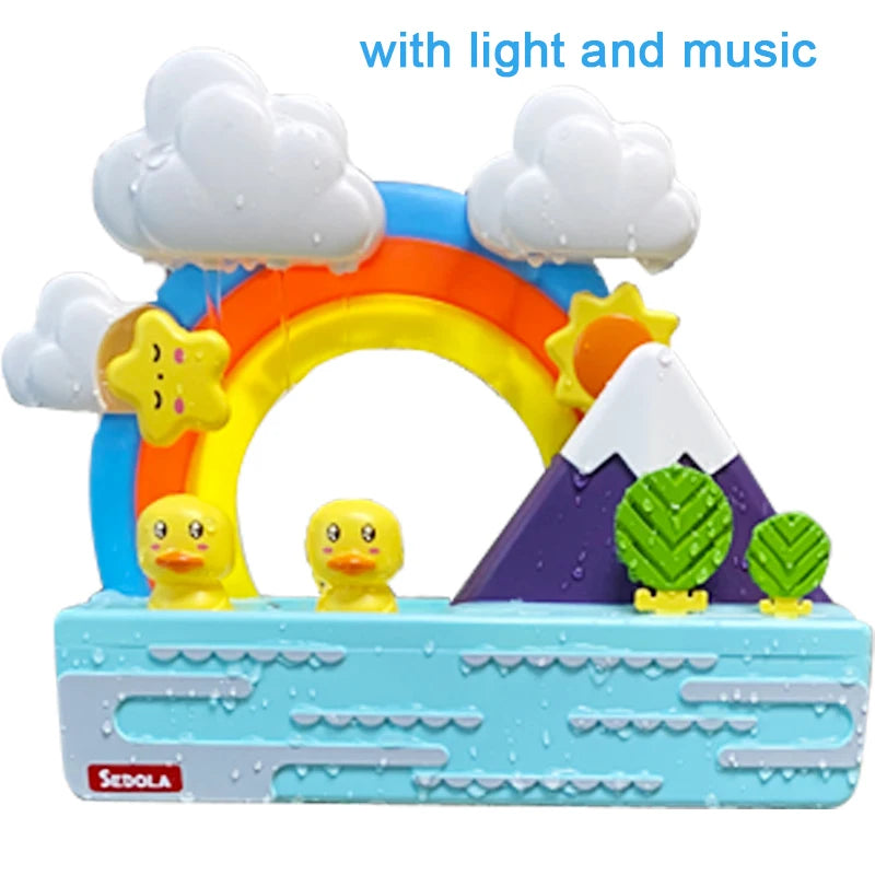 Baby Bath Toys Rainbow Duck Water Slide Fun Set