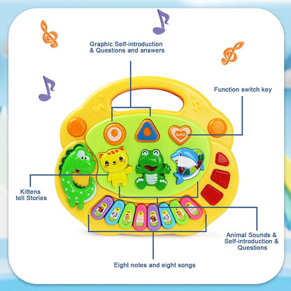 Kids Cartoon Piano Keyboard – Animal Sounds & Flashing Lights