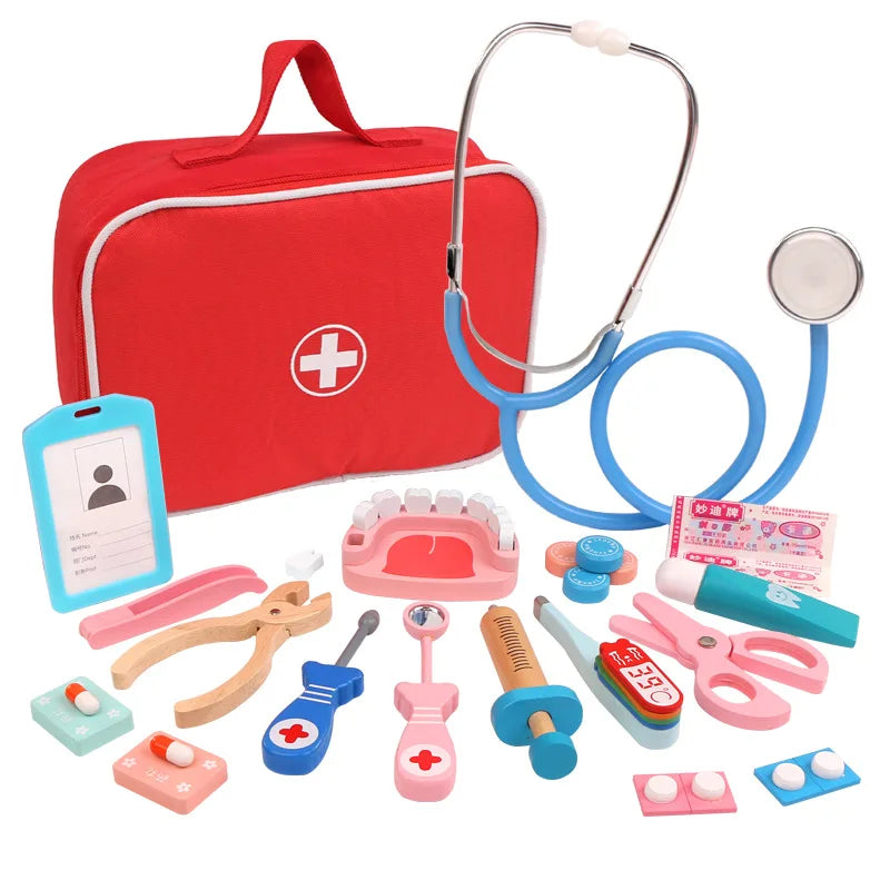 Wooden Doctor Play Set Educational Role Play Toy for Kids