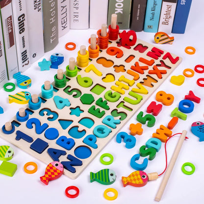 Montessori Wooden Math Fishing Toy for Early Learning Fun