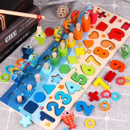 Montessori Wooden Math Fishing Toy for Early Learning Fun