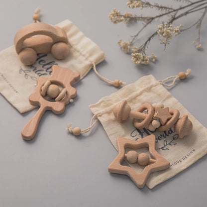 Wooden Baby Rattles – Musical Montessori Teether Toy