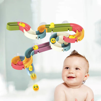 Baby Bath Toys Rainbow Duck Water Slide Fun Set