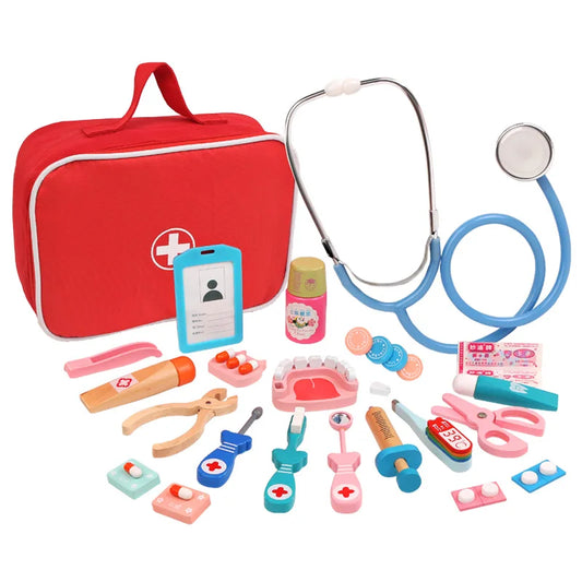 Wooden Doctor Play Set Educational Role Play Toy for Kids