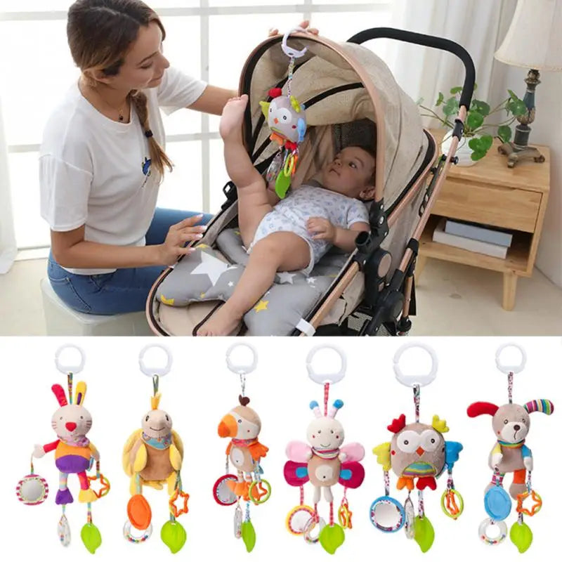Baby Stroller Rattle Toy – Soft Hanging Animal for Sensory Play