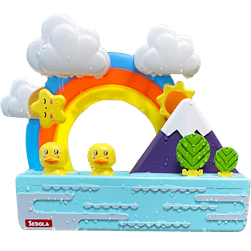 Baby Bath Toys Rainbow Duck Water Slide Fun Set
