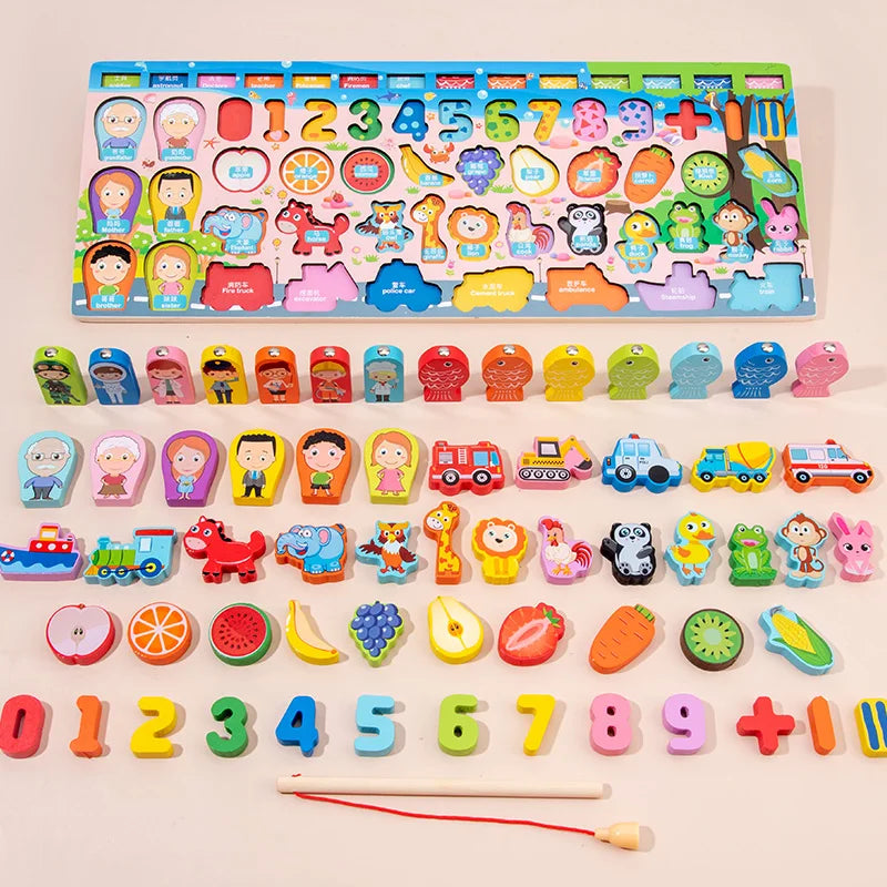 Montessori Wooden Math Fishing Toy for Early Learning Fun