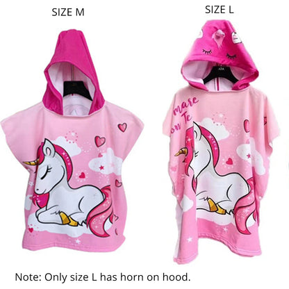 Kids Hooded Poncho Towel – Quick-Dry Cartoon Beach Robe