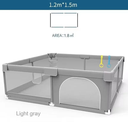 Baby Playpen with Safety Fence & Pull Rings for Toddlers