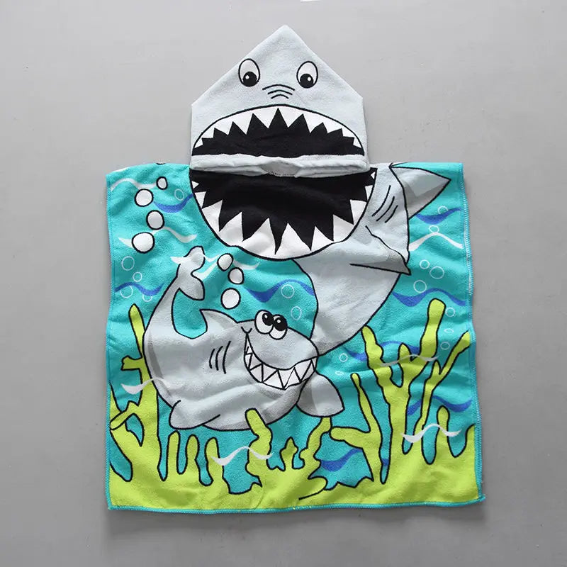 Kids Hooded Poncho Towel – Quick-Dry Cartoon Beach Robe