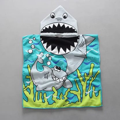 Kids Hooded Poncho Towel – Quick-Dry Cartoon Beach Robe