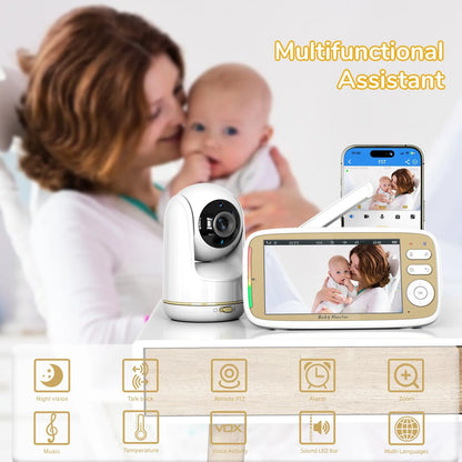 5 Inch Baby Monitor with 3x Zoom & Night Vision PTZ Cam