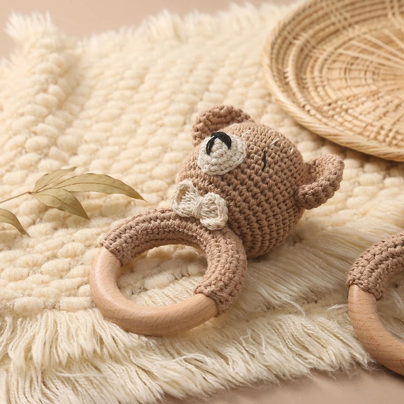 Baby Rattle Bear – Soft Crochet Montessori Toy