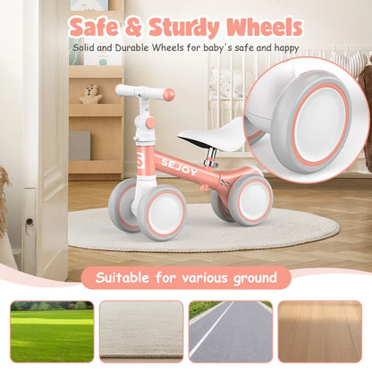 Baby Balance Bike 4 Wheels – Safe First Ride for 1–2 Years